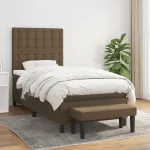 Pat box spring cu saltea, maro închis, 80x200 cm, textil GartenMobel Dekor