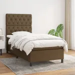 Pat box spring cu saltea, maro închis, 80x200 cm, textil GartenMobel Dekor