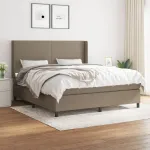Pat continental cu saltea, gri taupe, 180x200 cm, textil GartenMobel Dekor