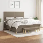 Pat continental cu saltea, gri taupe, 180x200 cm, textil GartenMobel Dekor
