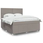 Pat continental cu saltea, gri taupe, 180x200 cm, textil GartenMobel Dekor