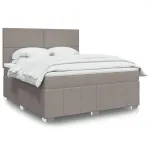 Pat continental cu saltea, gri taupe, 180x200 cm, textil GartenMobel Dekor