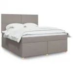 Pat continental cu saltea, gri taupe, 180x200 cm, textil GartenMobel Dekor