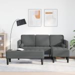 Set canapea 2 piese cu perne, țesătură gri închis GartenMobel Dekor