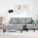 Set de canapea de 2 piese cu perne din material textil gri deschis GartenMobel Dekor