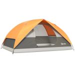 Cort camping, 2-3 persoane, impermeabil, cu geanta, gri si portocaliu, 205x275x135 cm GartenVIP DiyLine