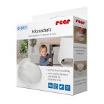 Set 4 protectii universale pentru colturi, din plastic transparent, cu banda adeziva, rezistente la muscaturi, fara PVC, Reer 82049 Children SafetyCare