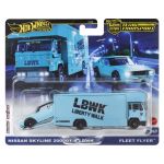 HOT WHEELS TRANSPORTATOR FLEET FLYER CU MASINUTA NISSAN SKYLINE 2000 GT-R LBWK SCARA 1:64 SuperHeroes ToysZone