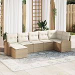 Set de Sofa de Grădină cu Perne Bej din Ratan Poli GartenMobel Dekor