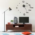 Ceas de perete 3D design modern, negru, 100 cm, XXL GartenMobel Dekor