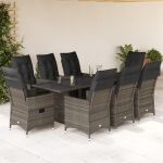Set mobilier grădină cu perne, 9 piese, gri, poliratan GartenMobel Dekor