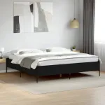 Cadru de pat, negru, 200x200 cm, lemn prelucrat și metal GartenMobel Dekor