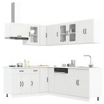 Set dulap de bucătărie din 11 piese „Lucca” Lemn prelucrat alb GartenMobel Dekor