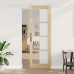 Ușă glisantă  cu set de hardware "ORKDAL" Lemn masiv & Sticlă, Ușă interioară  cu sticlă "ORKDAL" 78x232x4 cm Lemn masiv Pins GartenMobel Dekor