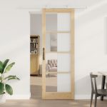 Ușă glisantă cu set de accesorii 'ORKDAL'Lemn masiv & Sticlă,  Ușă interioară cu Sticlă 'ORKDAL'83x232x4 cm Lemn masiv de pin GartenMobel Dekor