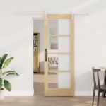 Ușă glisantă  cu set de ferronerie 73.5x198.5 cm Lemn masiv de pin, Ușă interioară  cu sticlă 'ORKDAL'73.5x198.5x4 cm Lemn masiv de pin GartenMobel Dekor
