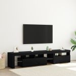 Cabinete TV 2 piese cu Lumini LED din Stejar Negru și Lemn Ingineresc,  Stand TV din Stejar Negru cu Lumini LED, 60x35x40 cm, Fabricat din Lemn Ingineresc GartenMobel Dekor