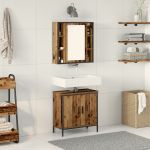 Set de mobilier pentru baie 2 piese Lemn vechi Lemn prelucrat GartenMobel Dekor