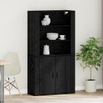 Highboard din stejar negru din lemn stratificat GartenMobel Dekor