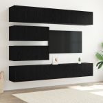 Set 6 piese cabinet TV montat pe perete stejar negru lemn prelucrat GartenMobel Dekor