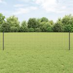 Gard Euro cu 11 Stâlpi Gri 0,6x25 m Oțel GartenMobel Dekor
