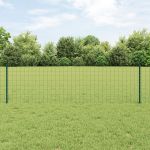 Gard Euro cu 22 Stâlpi Verzi 0.6x50 m Oțel GartenMobel Dekor