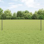 Gard Euro cu 11 Stâlpi Gri 0,6x25 m Oțel GartenMobel Dekor
