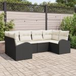 Set 6 Piese Canapea Grădină cu Perne Negru Ratan Sintetic GartenMobel Dekor