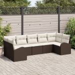 set de sofa pentru grădină 7 piese cu perne maro din rattan GartenMobel Dekor