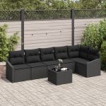 Set Canapea Grădină 7 Piese cu Perne Bej Rattan Poliester GartenMobel Dekor