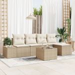 Set de canapea de grădină cu perne Brown Poly Rattan GartenMobel Dekor