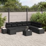 Set canapea grădină 9 piese cu perne bej din rattan poli GartenMobel Dekor