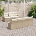 Set 8 Piese Canapea Grădină cu Perne Bej Ratan Poli Acacia GartenMobel Dekor