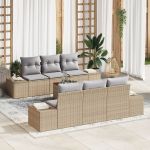 Set Canapea pentru Grădină cu Perne Bej Poliratan Acacia GartenMobel Dekor