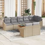 Set Sofa cu 9 Piese cu Perne Bej Poliratan Acacia GartenMobel Dekor