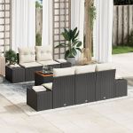 Set de Sofa de Grădină de 6 Piese cu Perne Negre din Ratan Poli Acacia GartenMobel Dekor