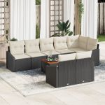 Set de Sofa pentru Grădină cu 9 Piese și Perne Negru Ratan Polimerizat Acacia GartenMobel Dekor