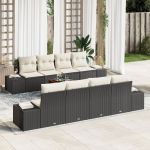 Set de canapea cu 9 piese cu perne negru poliratan acacia GartenMobel Dekor