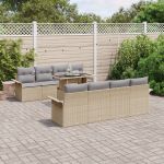 Set de Sofa pentru Grădină cu Perne Bej din Ratan Poli GartenMobel Dekor