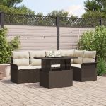 Set de canapele pentru grădină, 6 piese, cu perne, maro, poliratan GartenMobel Dekor