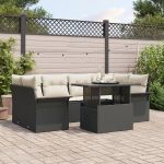 Set sofa grădină cu perne Negru Ratan Poli GartenMobel Dekor