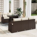 Set de Sofa de Grădină din 6 Piese cu Perne Maro din Ratan Poli GartenMobel Dekor