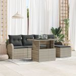 Set de Sofa de Grădină de 6 Piese cu Perne Gri Deschis din Ratan Polimeric GartenMobel Dekor