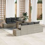 Set de 7 Piese de Sofa pentru Grădină cu Pernă Gri Deschis din Poliratan GartenMobel Dekor