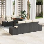 Set de Masă Grădină cu Perne Negre Ratan Polimeric Acacia GartenMobel Dekor