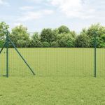 Gard Euro cu 7 Stâlpi 1.4x10 m Oțel Galvanizat Verde GartenMobel Dekor