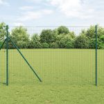 Gard Euro cu 7 Stâlpi 1.6x10 m Oțel Galvanizat Verde GartenMobel Dekor