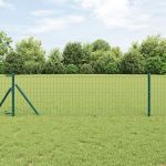 Împrejmuire Euro cu 13 Stâlpi 0.4x50 m Oțel Galvanizat Verde GartenMobel Dekor