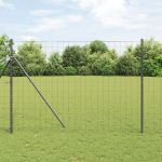 Împrejmuire Euro cu 7 Stâlpi 1.6x10 m Oțel Galvanizat Gri GartenMobel Dekor