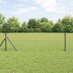Împrejmuirea Euro de la cu 13 stâlpi 0,4x25 m din oțel galvanizat gri GartenMobel Dekor
